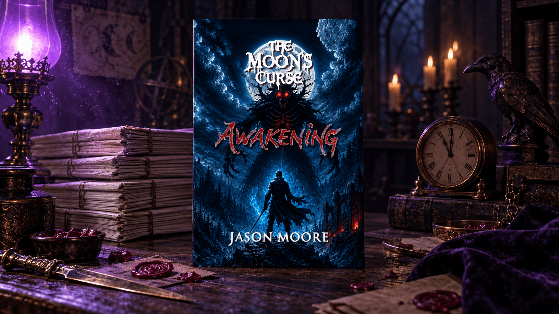 The Binding Dummy Pass Catching Plot Lies in Folded Paper Londyn Publishing Folded paper signatures stacked on a dark oak desk under violet lamp light brass letter opener and clock indie publisher binding dummy