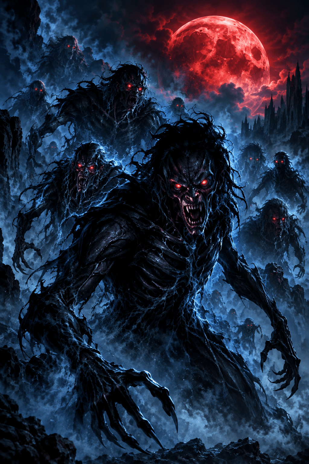 The Nythrall emerge beneath a Blood Moon in The Moon’s Curse dark fantasy series by Jason Moore.